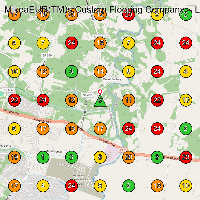 MikeaEUR(TM)s Custom Flooring Company Wood Floor Installation Service GeoGrid ranking map for None